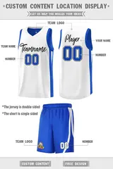 Royal White-Black Double Side Men Basketball Jersey 2