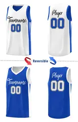 Royal White-Black Double Side Men Basketball Jersey 3