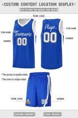 Royal White-Black Double Side Men Basketball Jersey 4