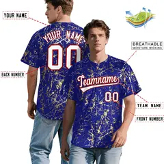Royal White Black & Gold Marble Print Baseball Jersey 2