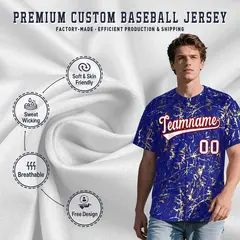 Royal White Black & Gold Marble Print Baseball Jersey 3