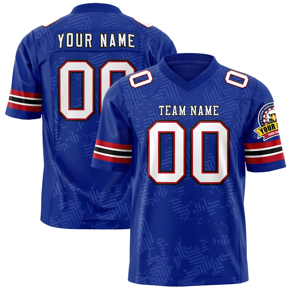 Royal White-Black Graffiti Line Authentic Football Jersey