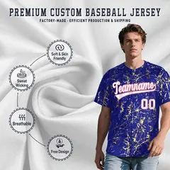 Royal White Black & Shiny Gold Cracked Foil Mesh Baseball Jersey 3
