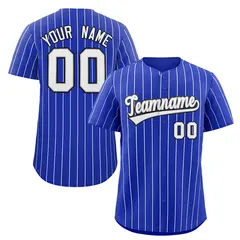 Royal White-Black Stripe Authentic Fashion Baseball Jersey