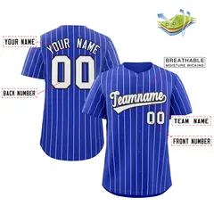 Royal White-Black Stripe Authentic Fashion Baseball Jersey 2