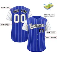 Royal White-Black Stripe Raglan Baseball Jersey 2