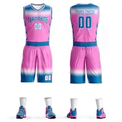 Royal White Blue-White Gradient Basketball Jersey Set