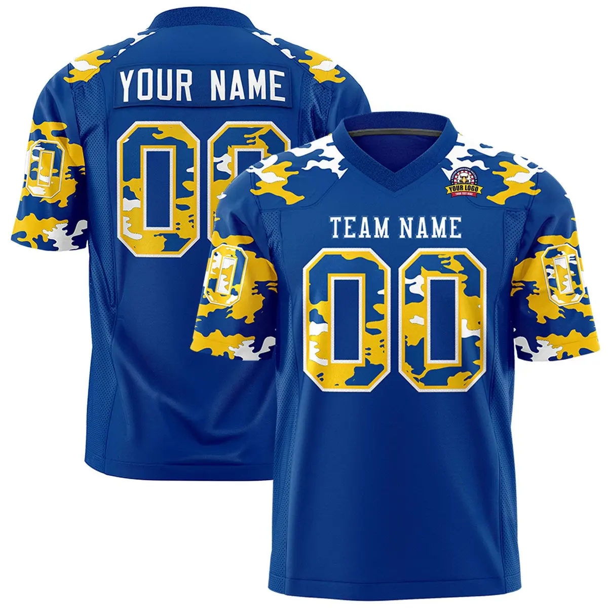 Royal White Camo Authentic Football Jersey