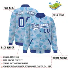 Royal White Camo Varsity Letterman Bomber Jacket 2