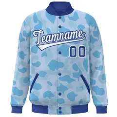 Royal White Camo Varsity Letterman Bomber Jacket 3