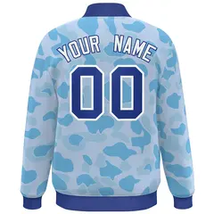 Royal White Camo Varsity Letterman Bomber Jacket 4
