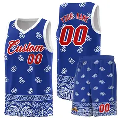 Royal White Cashew Pattern Basketball Jersey 1