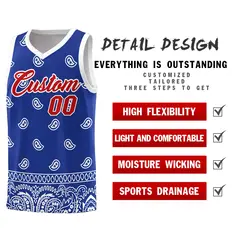 Royal White Cashew Pattern Basketball Jersey 2