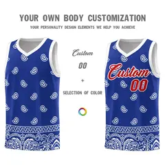 Royal White Cashew Pattern Basketball Jersey 3