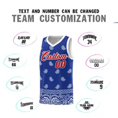 Royal White Cashew Pattern Basketball Jersey 4