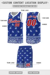 Royal White Cashew Pattern Basketball Jersey 5