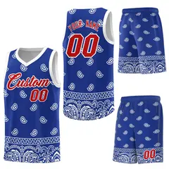 Royal White Cashew Pattern Basketball Jersey 6