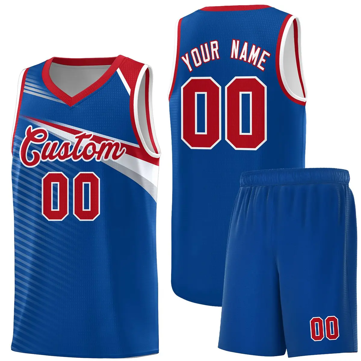 Royal White Chest Color Block Basketball Uniform Jersey