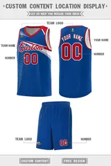 Royal White Chest Color Block Basketball Uniform Jersey 2