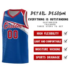 Royal White Chest Color Block Basketball Uniform Jersey 5