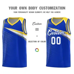 Royal White Chest Color Block Basketball Uniform Jersey 3