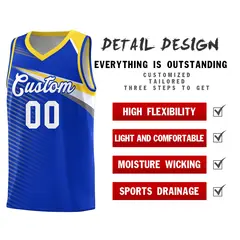 Royal White Chest Color Block Basketball Uniform Jersey 5