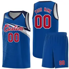 Royal White Chest Color Block Basketball Uniform Jersey 1