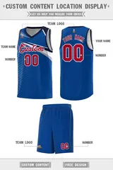 Royal White Chest Color Block Basketball Uniform Jersey 2