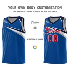 Royal White Chest Color Block Basketball Uniform Jersey 3