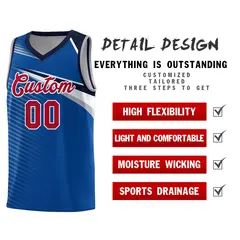 Royal White Chest Color Block Basketball Uniform Jersey 5
