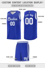 Royal White Chest Slash Pattern Basketball Jersey 2