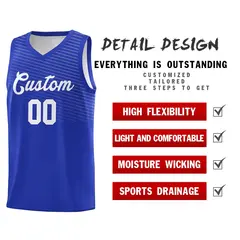 Royal White Chest Slash Pattern Basketball Jersey 5
