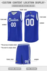Royal White Chest Slash Pattern Double Side Basketball Jersey 5