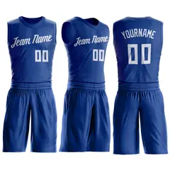 Royal White Classic Basketball Jersey 2
