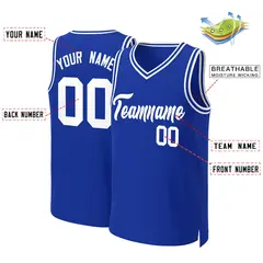 Royal White Classic Basketball Jersey 2