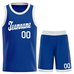 Royal White Classic Basketball Jersey 1