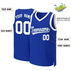 Royal White Classic Basketball Jersey 2