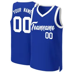 Royal White Classic Basketball Jersey 1