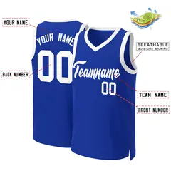 Royal White Classic Basketball Jersey 2