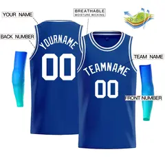 Royal White Classic Bull Men Casual Basketball Jersey 2