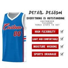 Royal White Classic Color Block Uniform Basketball Jersey 2