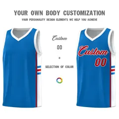 Royal White Classic Color Block Uniform Basketball Jersey 3