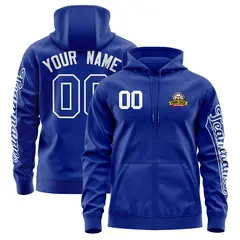 Royal White Classic Full-Zip Varsity Letterman Jacket Hoodie 1