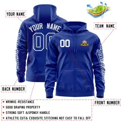 Royal White Classic Full-Zip Varsity Letterman Jacket Hoodie 4