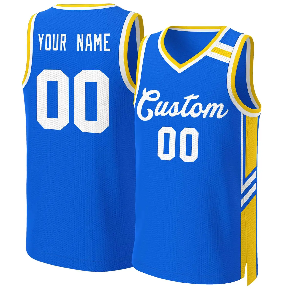 Royal White Classic Mesh Basketball Jersey