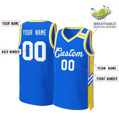 Royal White Classic Mesh Basketball Jersey 2