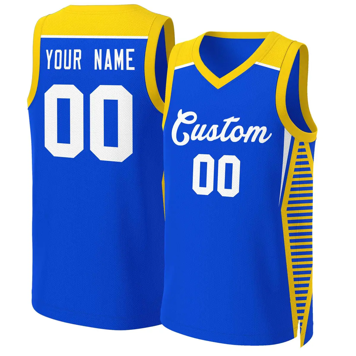 Royal White Classic Mesh Basketball Jersey
