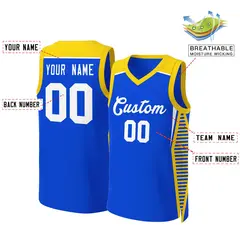 Royal White Classic Mesh Basketball Jersey 2