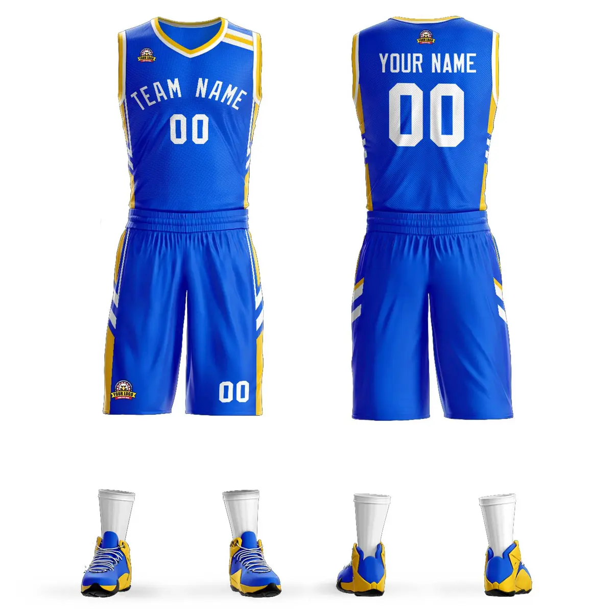 Royal White Classic Mesh Basketball Jersey Sets