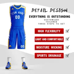 Royal White Classic Mesh Basketball Jersey Sets 2
